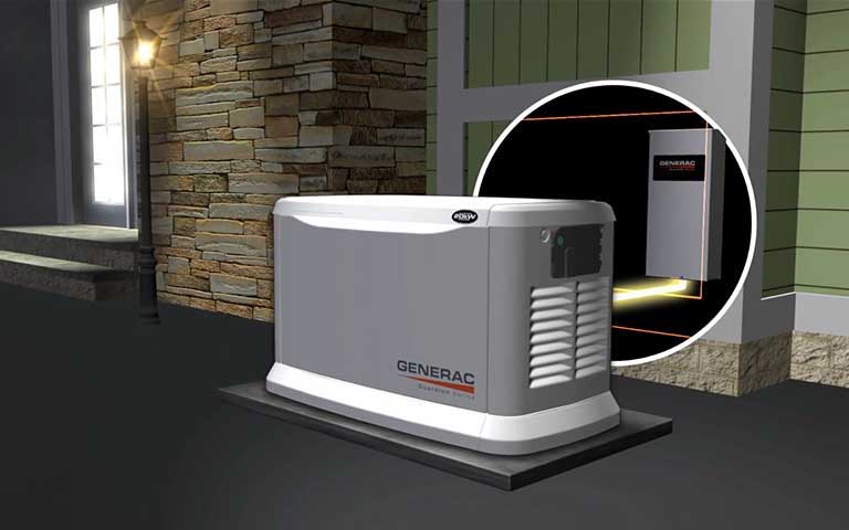 Your emergency generator turns on right away with a loss of power, whether you're home, at work or on vacation