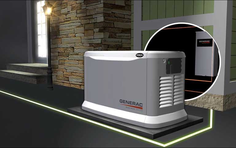 Electricity is restored by your Generac generator and stays on until utility power returns, keeping your lights, refrigeration and hot water running